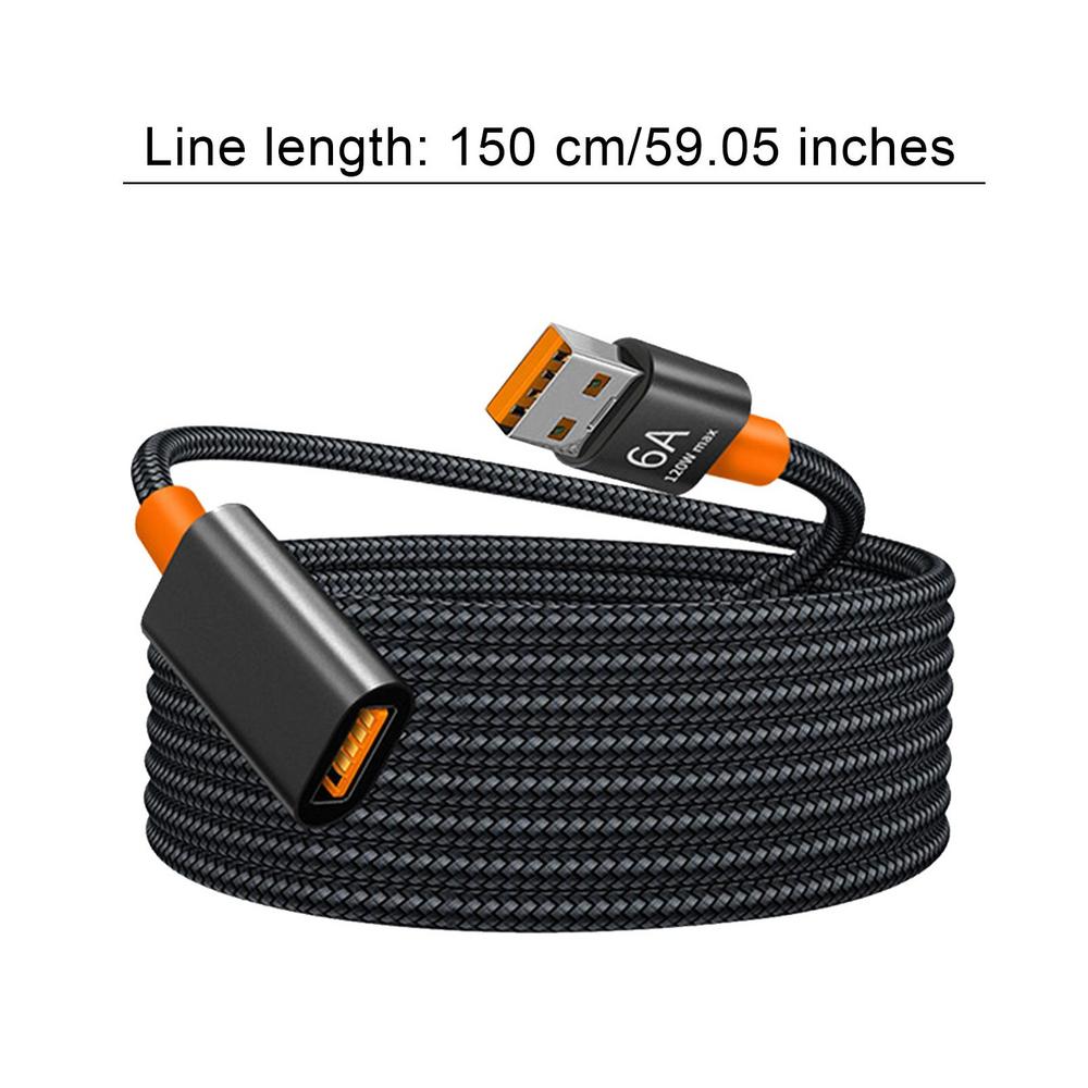 Przedłużacz USB Przedłużacz USB 2.0 Nylonowy, pleciony, długi kabel USB Szybki transfer danych dla myszy Klawiatura Napęd flash Drukarka: Default Title