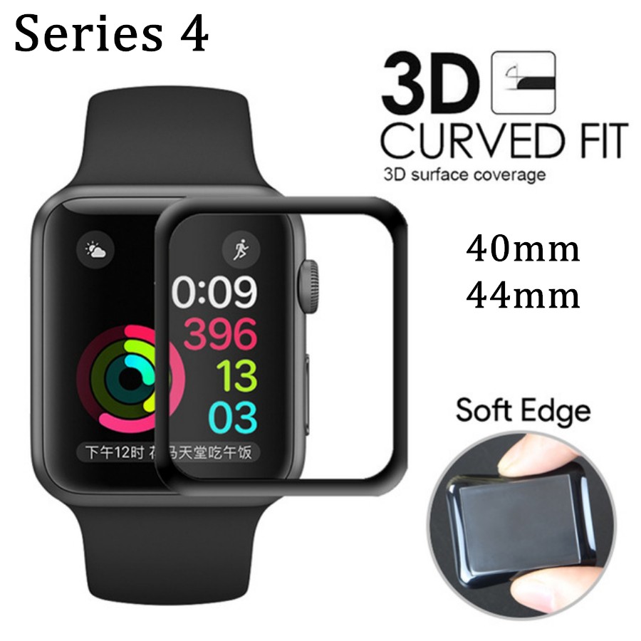 Screen Protector Film Full Cover 3D Curved Soft Edge Tempered Glass For Apple Watch 44mm 40mm Series 4 Watch band Accessories