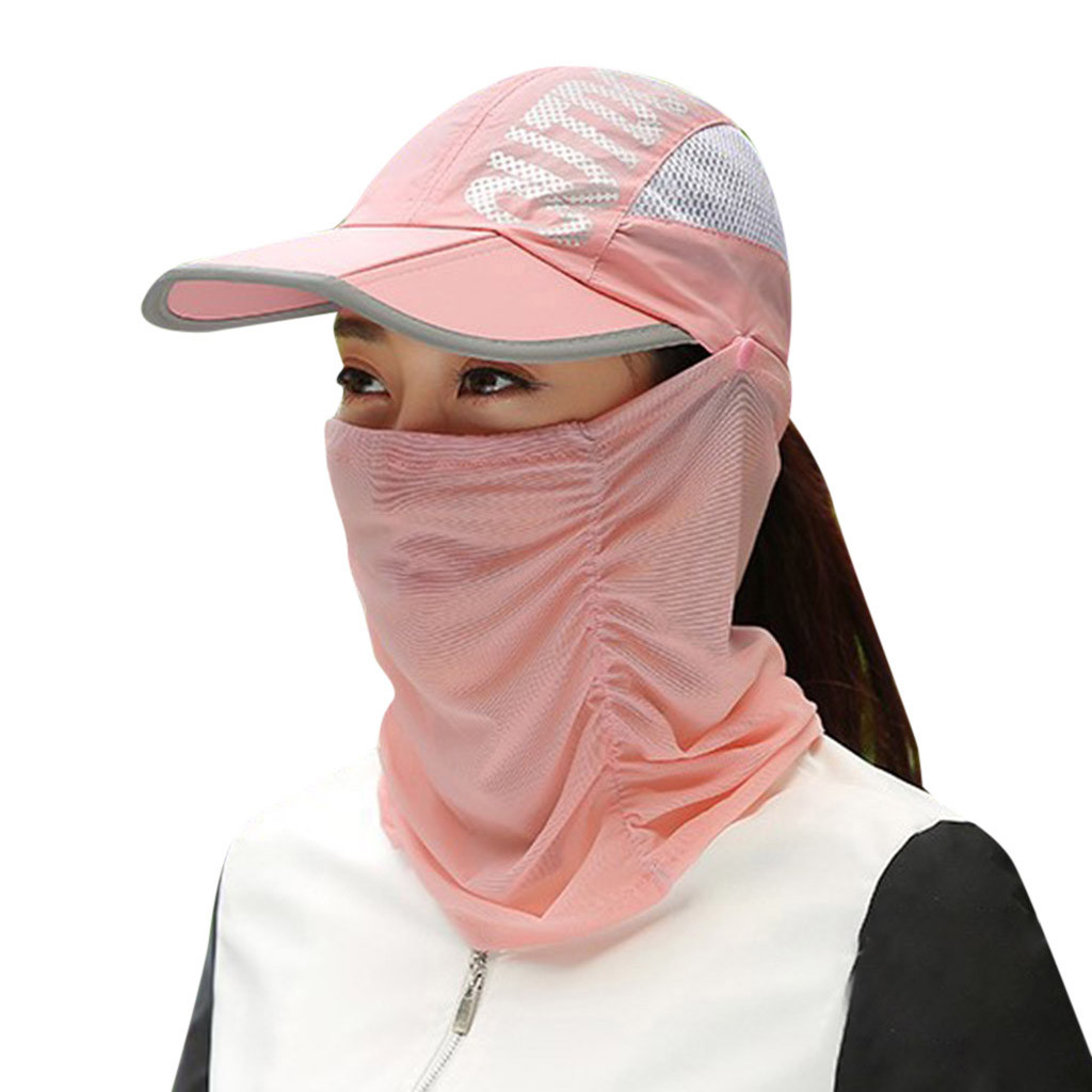 Sombrero de protección solar para mujer, mascarilla facial de 360 grados, gorro de pesca de anti UV, gorra plegable transpirable