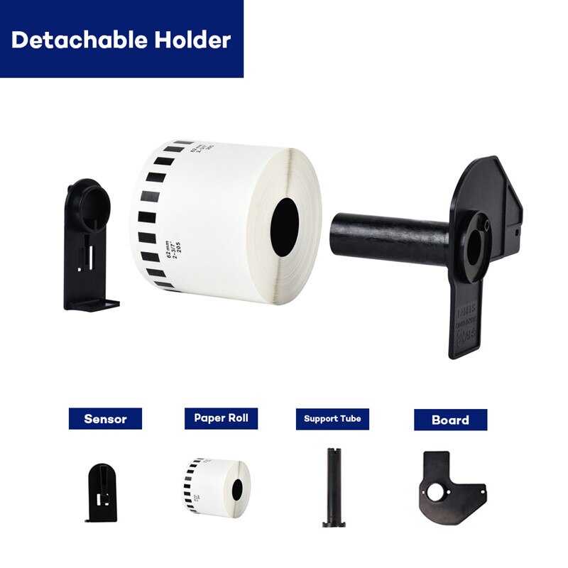Rollo de papel térmico DK22205, 62mm x 30,48 m, Compatible con impresoras de etiquetas Brother QL DK-22205