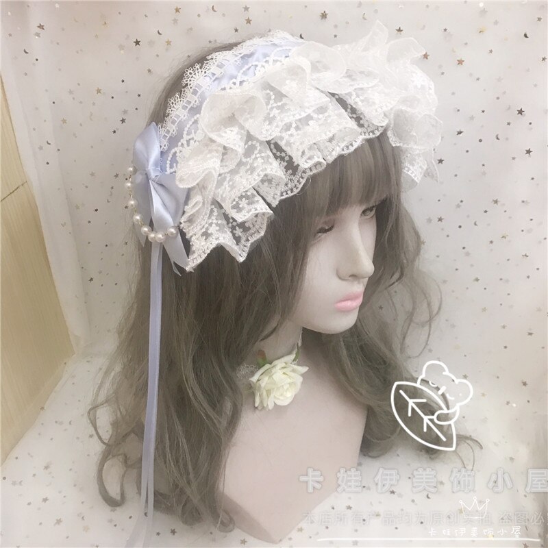 Thé fête ange poignée rue perle chaîne BNT japonais doux Lolita bandeau cheveux épingle à cheveux nœud dentelle douce soeur princesse chapeaux