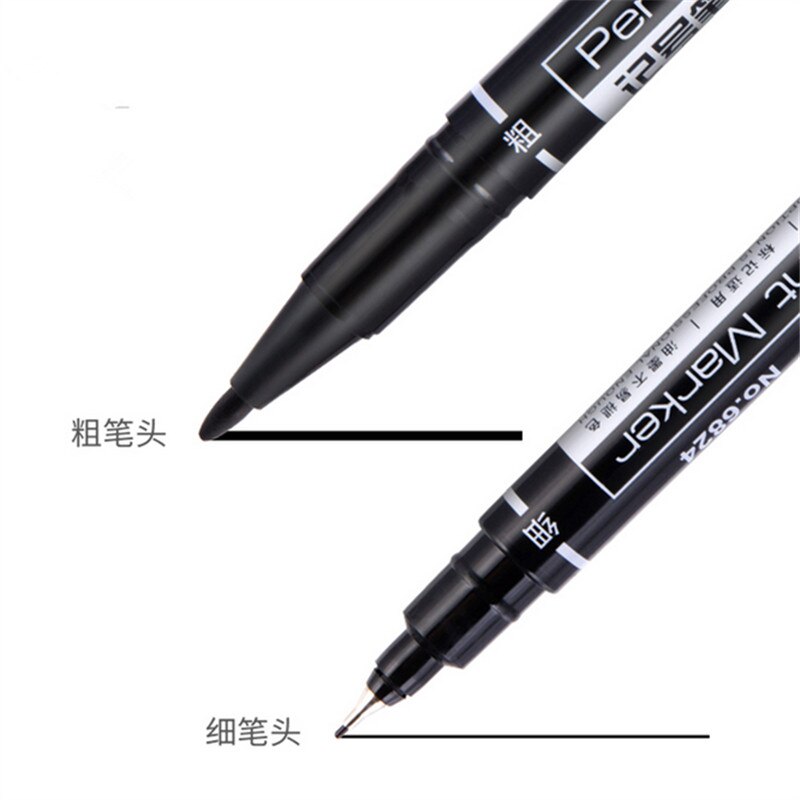 Rotulador permanente de tinta resistente al agua, Punta doble de 0,5/1,0mm, suministros de oficina y escuela para estudiantes, bolígrafo de pintura artística