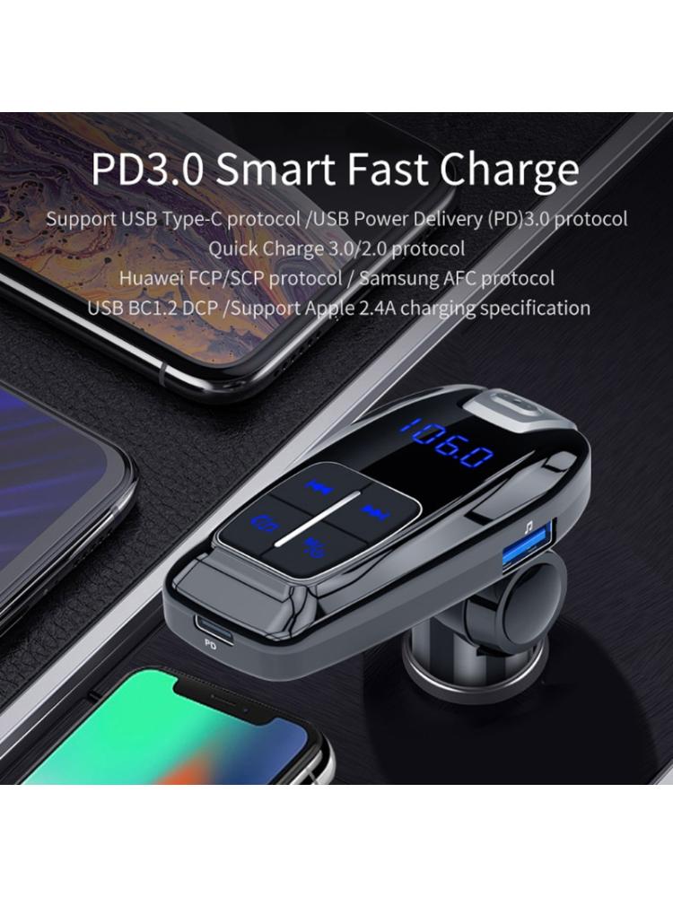 Bluetooth 5.0 Stereo MP3 Player Wireless Handsfree Car Kit Adapter Usb PD3.0 28GC