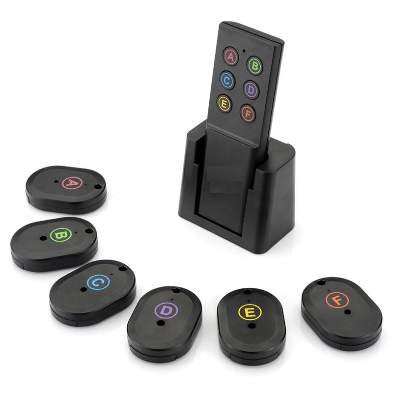 Geavanceerde Draadloze Sleutel Finder Pet Remote Key Locator Telefoon Portefeuilles Anti-verloren 6 Ontvangers En 1 Dock (Zwart)