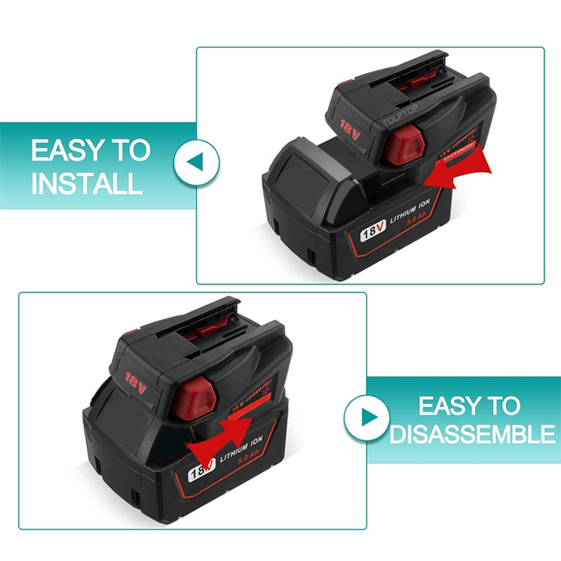 Akku-Adapter-Konverter für Milwaukee 18 V Li-Ionen-Akku für Milwaukee V18 48-11-1830 Akku-Werkzeuge mit USB-Ladeanschluss