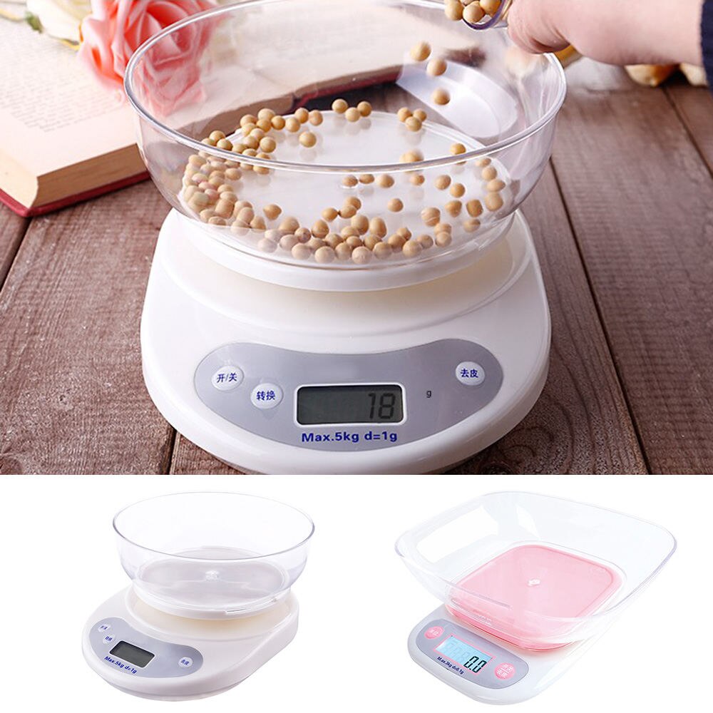Electronic Digital 5kg/3kg /1g Kitchen Cooking Black/White With Bowl Weighing Scales Kitchen Scale High Precision Desktop Scale