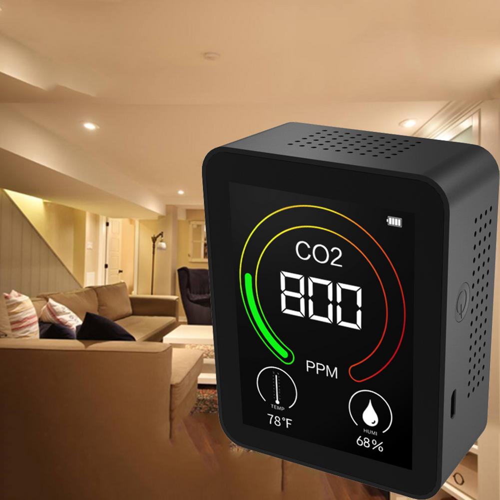 Detector de del aire CO2, termómetro, higrómetro, monitor de concentración de dióxido de carbono, fácil de llevar, pantalla a Color para sala de estar