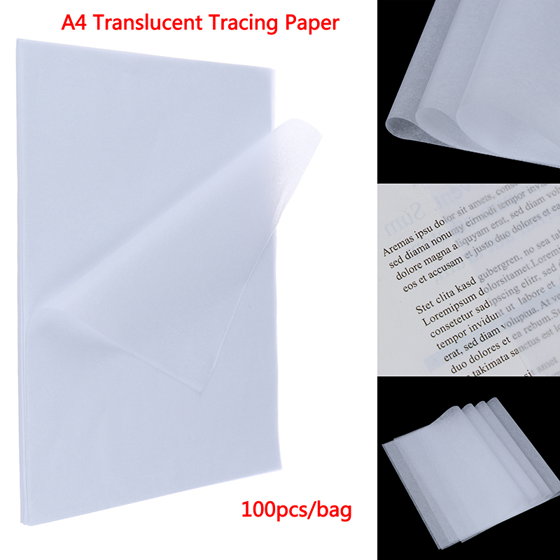 100 stk  a4 gennemskinneligt sporingspapir kopioverførsel udskrivning tegningspapir til kalligrafiteknik