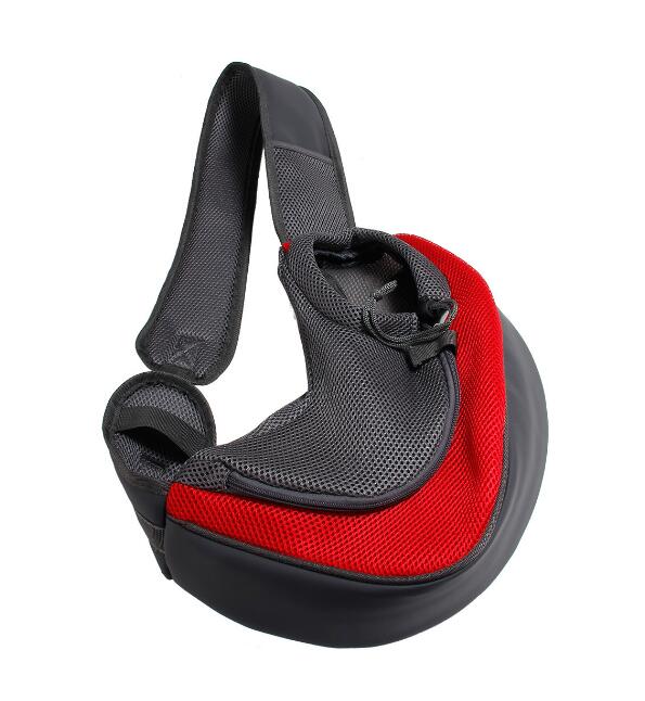 Schouder Hond Carrier Outdoor Travel Handtas Pouch Comfort Mesh Enkele Oxford Schouder Sling Mesh Reizen Tote Schoudertas: Rood / L