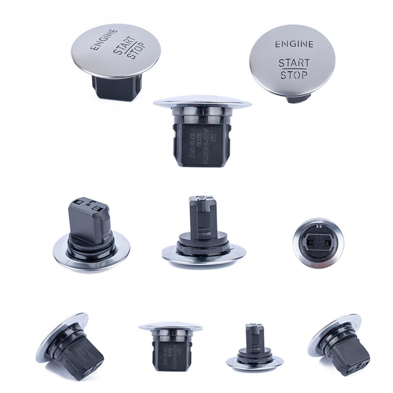 One Key Start Button Switch Start Stop Engine Keyless Switch Set with Keychain and Compressed Towel for C63 AMG Car
