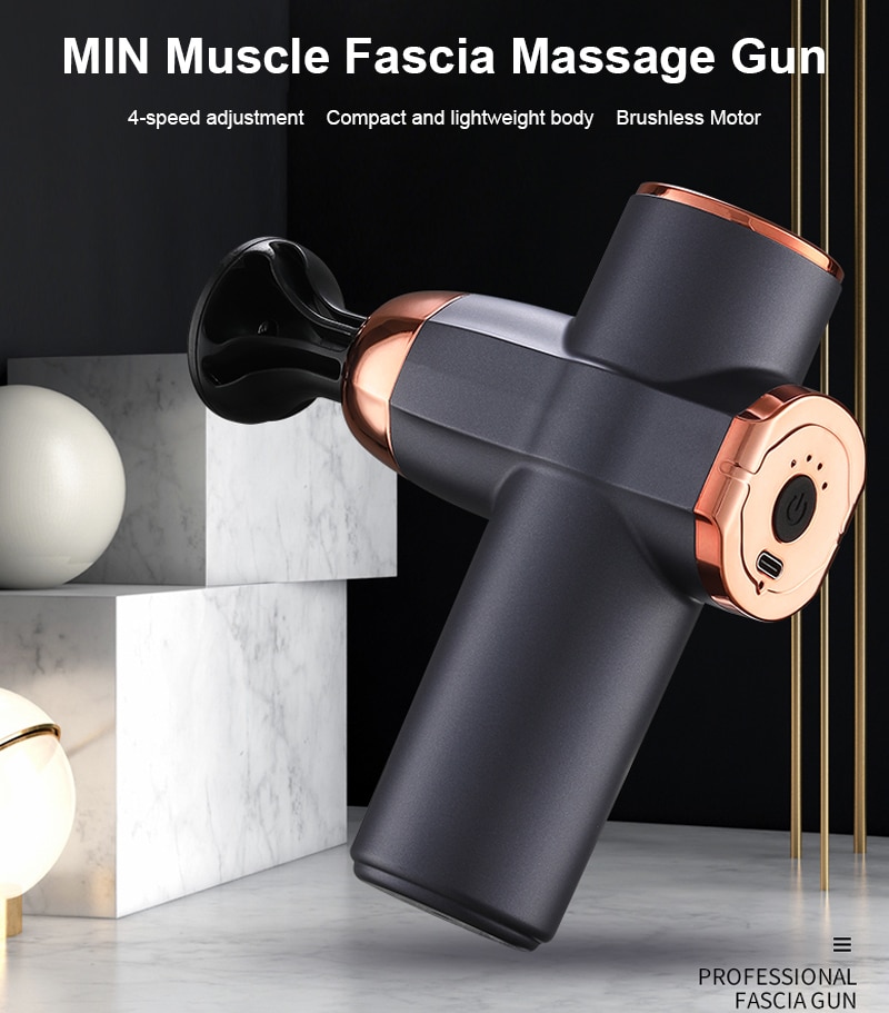 Mini USB Massage Gun Percussion Pocket Massager Electric Massage Gun Deep Muscle Fascial Massager Pain Relax With 4 Heads