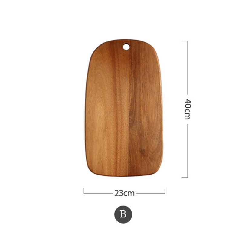 Tabla de cortar de madera de Acacia para el hogar, tabla para picar fruta y carne, antibacteriana, artística, a prueba de moho, comida para niños: B