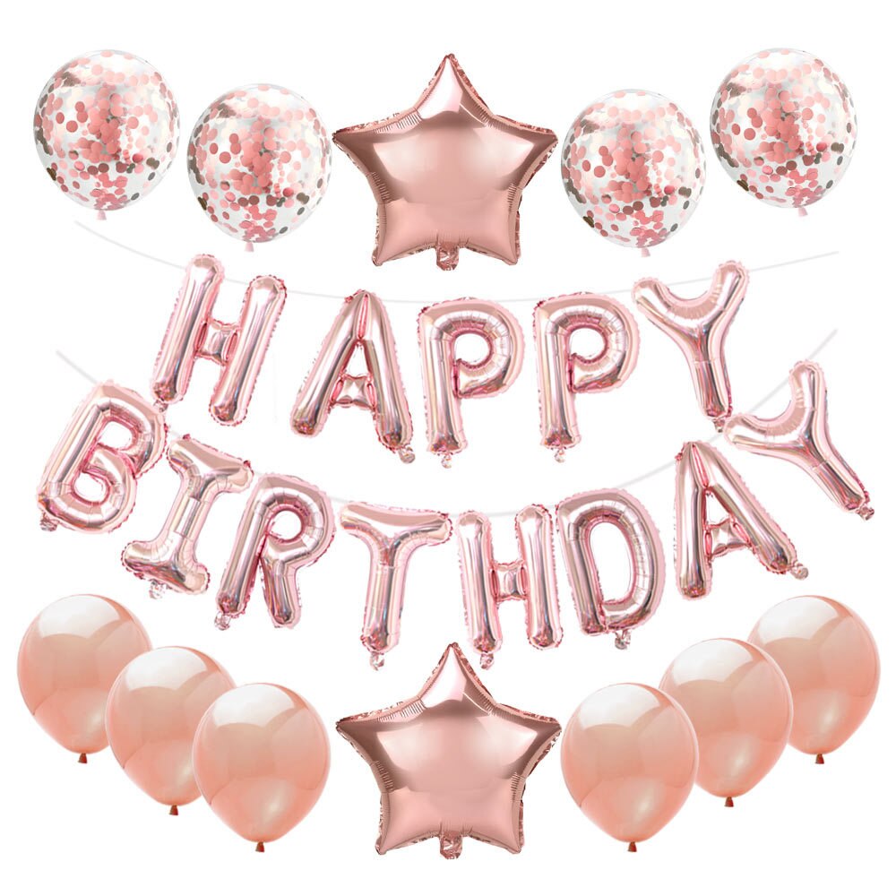 1Set Rose Gold 40th Birthday Party Decoration Happy Birthday Banner Helium Number Balloon 40T Anniversary Adult Party Decoration