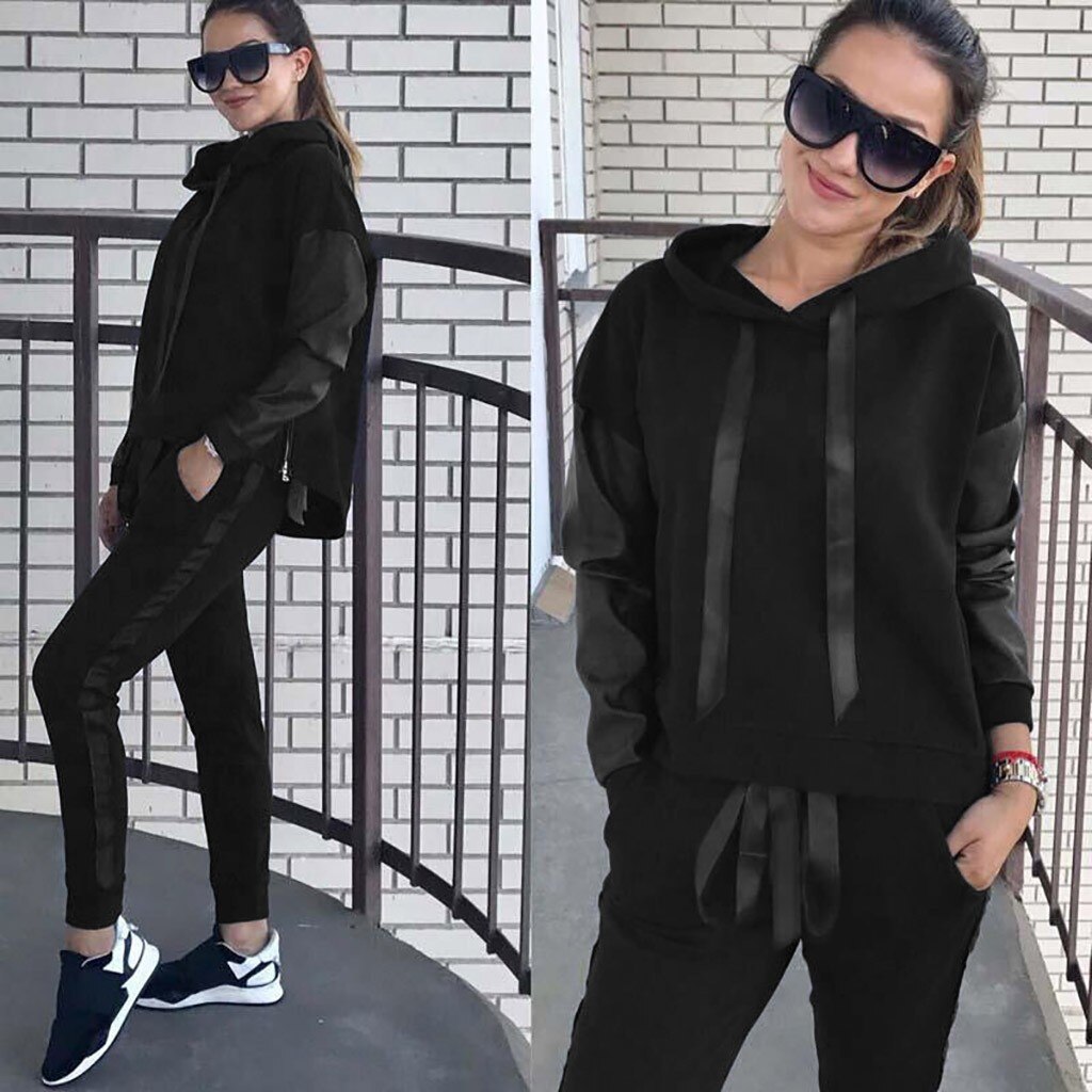 Ladies Solid Tracksuit Women Set Top Pants Suit Female 2 Piece Set Women Hoodies Pant Clothing Set Warm Newest Clothes#3