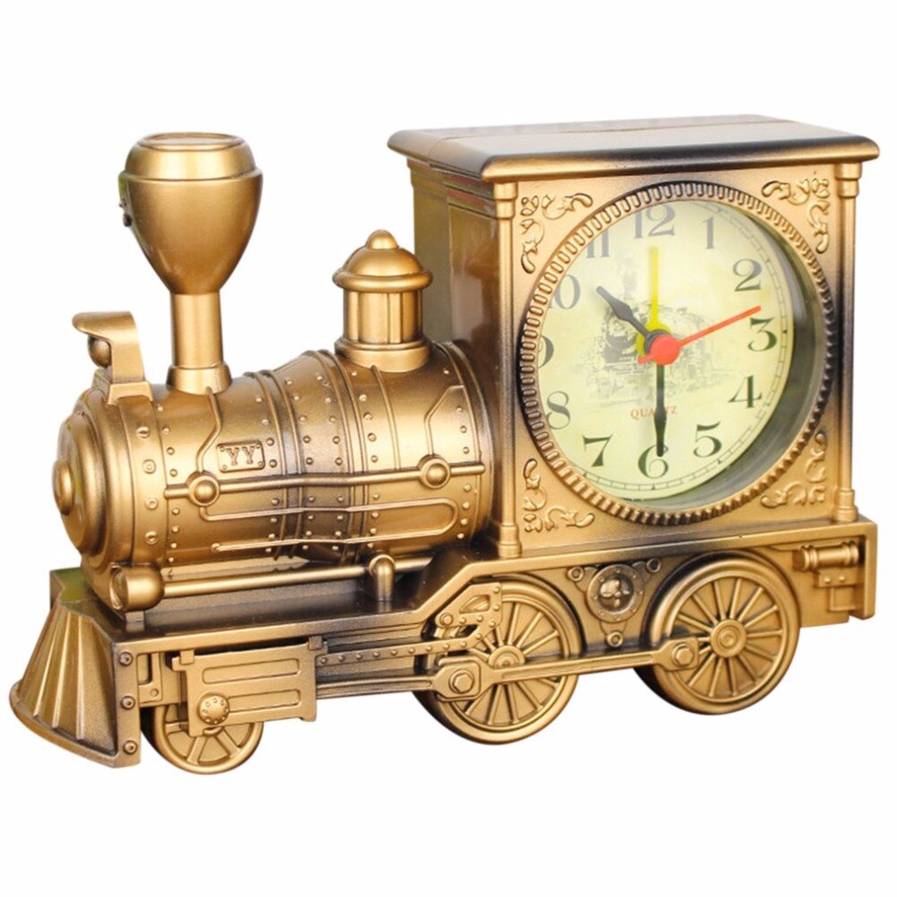 Retro Nostalgic Alarm Clock Locomotive Shape Bedroom Desk Decoration Home Desk Clock Table Clock Students Timing Small Ornaments