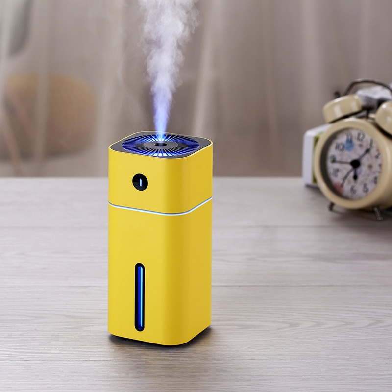 Difusor de aceites esenciales, Mini humidificador cuadrado D ultrasónico, purificador de aire, Luz LED nocturna, ambientador de coche USB para oficina