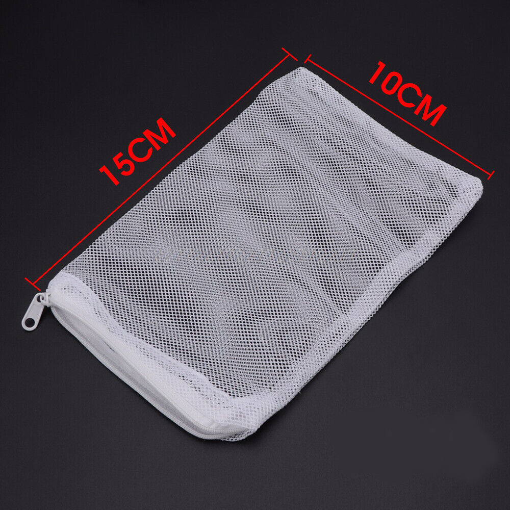 Sacs en filet filtrant pour Aquarium, 5/10 pièces, sacs multimédia à filtre fin réutilisables avec fermeture éclair pour réservoirs d'eau douce et salée, filtre pour Aquarium: XS / WHITE