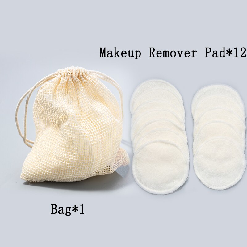 12 stk makeup remover puder genanvendelige bomuldspuder make up ansigtsfjerner bambusfiber ansigts hudpleje pleje puder hudrengøring: Default Title