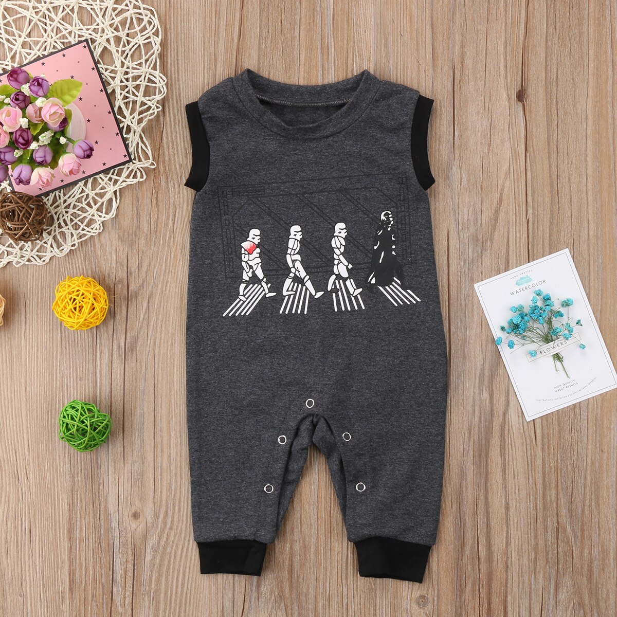 Gray Summer Cotton Infant Kids Baby Boy Girl Romper Sleeveless Cotton Jumpsuit Outfit Sunsuit Clothes
