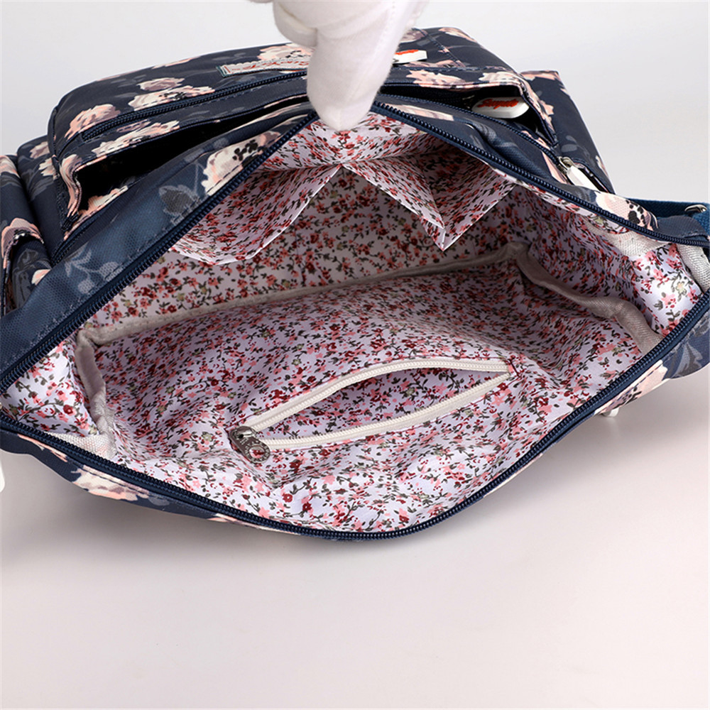 Nylon Bloemen Patroon Dames Schoudertas Multifunctionele Vrouwen Handtassen Reistas Sac Femme