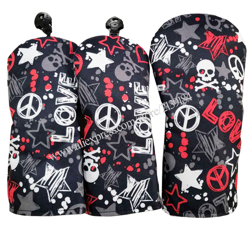 Unisex Golf Hout Hoofd Cover Pu Schedel Golfclubs Driver Headcover 3 Stks/set Waterdichte Golf Club Head Cover