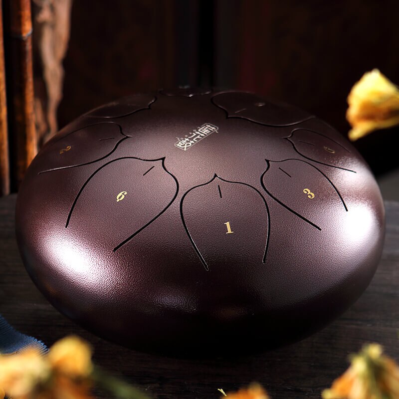 Hluru TL08-08 drum F tone Lavender mini hanpan pentatonic musical instrument steel tongue drum tank drum percussion instrument: DeepOcher