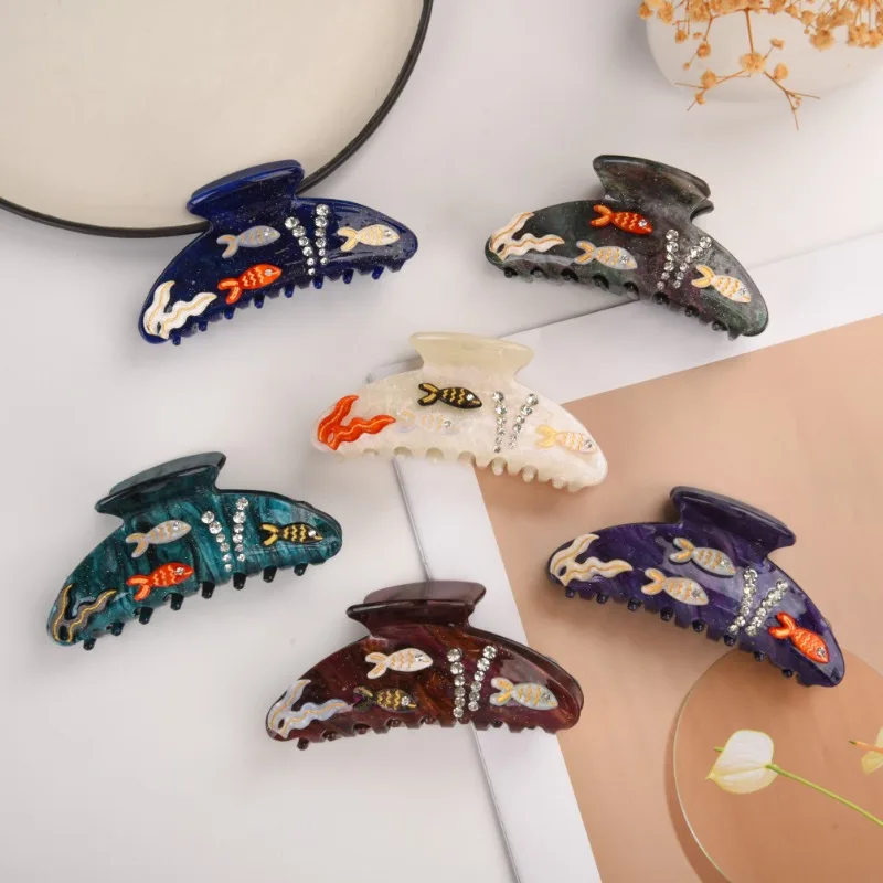 Strand-Seestern-Serie-Kollektion, Haarklammer, bunter Fisch, Algen, Seestern, Krabben-Haarspange, Hai-Clip für Damen, Haar-Accessoire