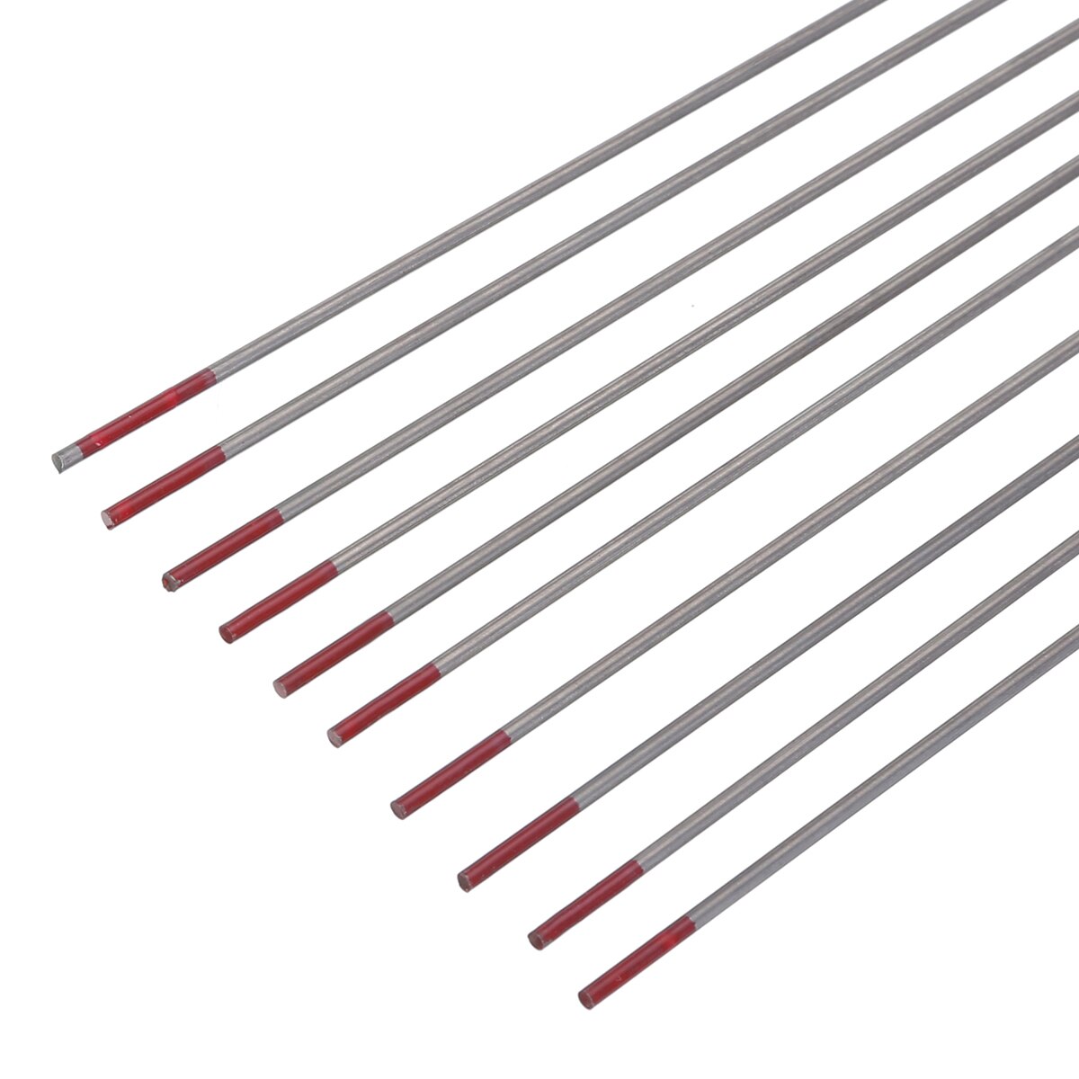 10Pcs TIG Welding Tungsten Electrodes Rod 2% Thoriated 1.6x150mm WT20 Red For Additive Oxide Electrode Stainless Steel Mayitr