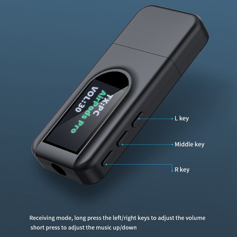 Transmissor de bluetooth e receptor sem fio display lcd usb receptor o transmissor para o carro tv pc 3.5mm adaptador aux