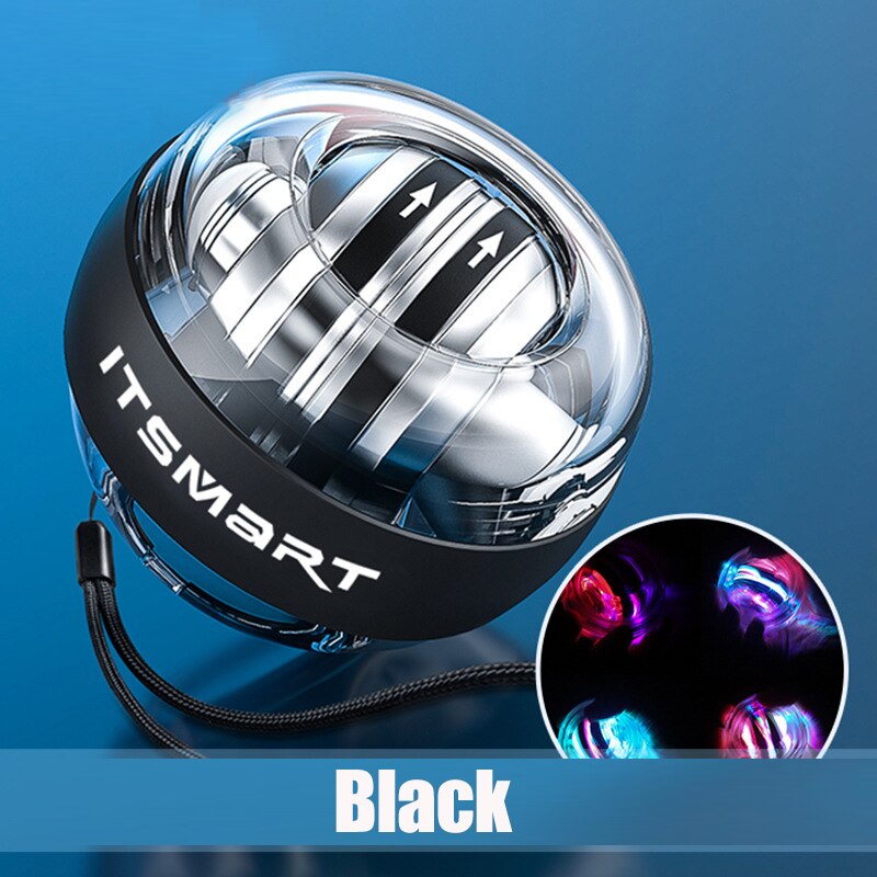 LED light exercise gyroscope powerball Self-starting wrist force jawzrsize ball Trainer forearm muscle relax multi gym equipment: Beige