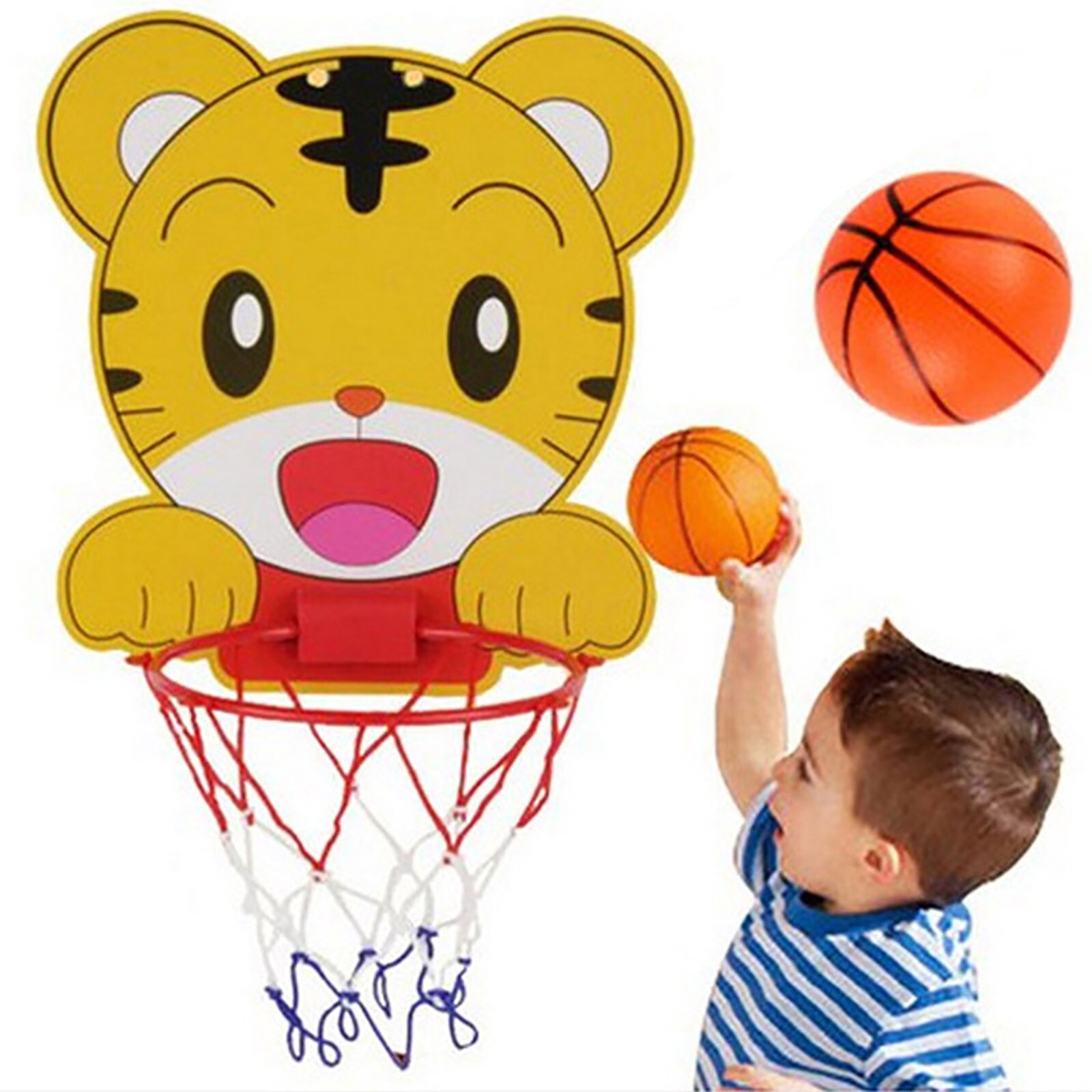 Tijger Basketbal Hoepel Rubbe Speelgoed Sukkels Set Kind Kid Outdoor Game Ontwikkeling Jongen Interessante Indoor Sport Tool Brinquedos