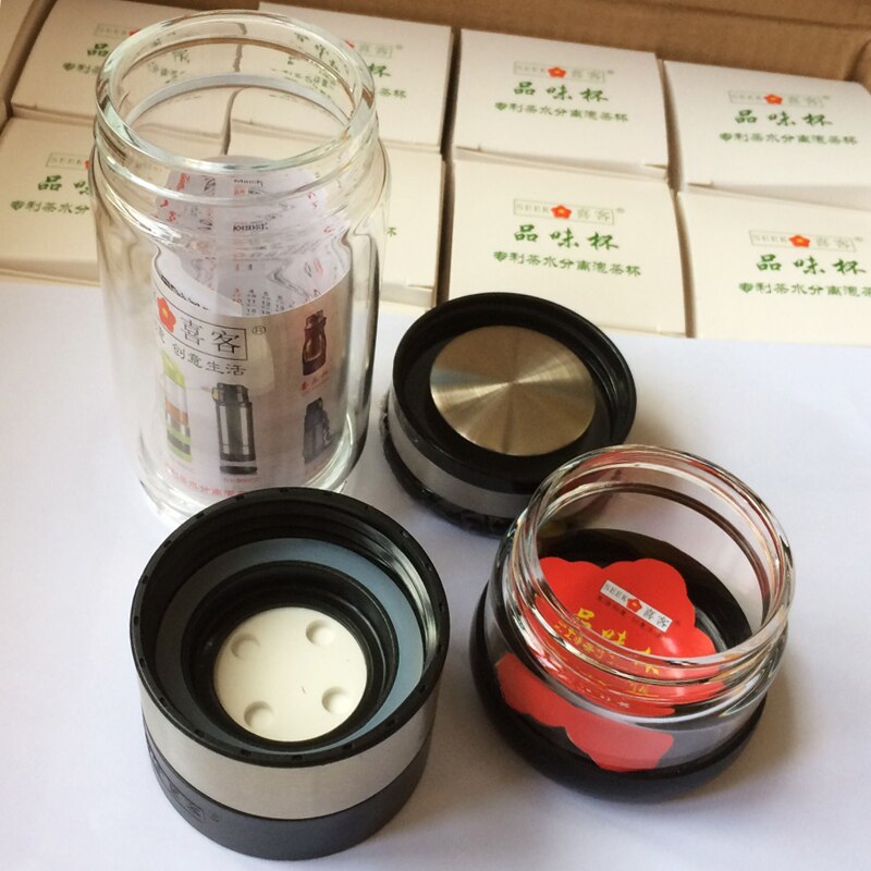 Te drikke flaske / glass isolasjon separasjon dobbel leire kul bærbar te flaske 400ml s