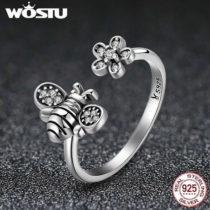 Wastu auténticos anillos abiertos ajustables de abeja y Margarita para mujer, joyería de boda, CQR086