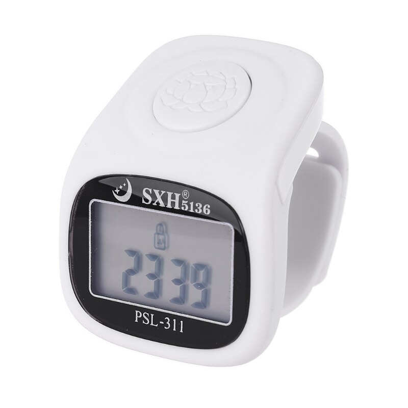 6 Digital Finger Tally Counter 8 Channels with LED Backlight Time Chanting Prayer Silicone Ring Electronic Hand Counter: White