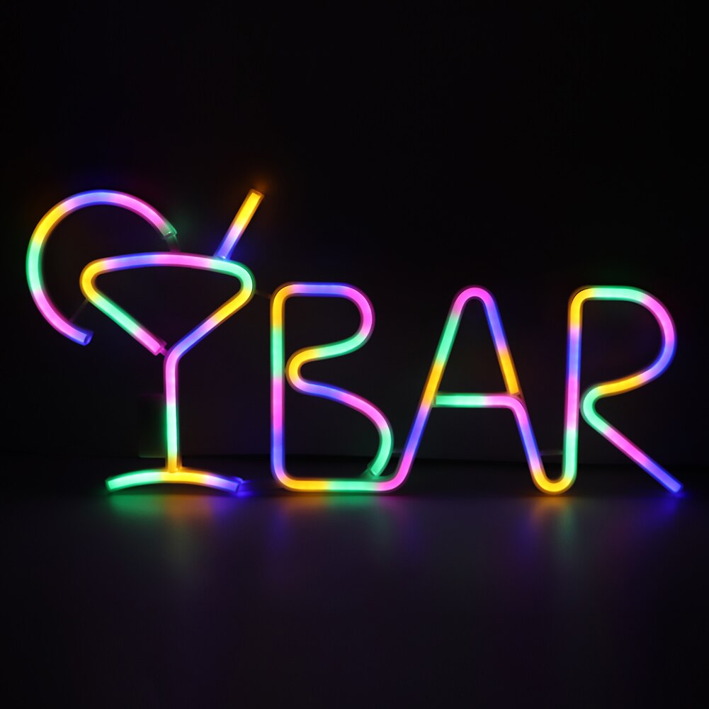 Neon lys bar bogstaver formet led neon lys butik skilte lys med fjernbetjening til fest bar hjem indretning: Farverig