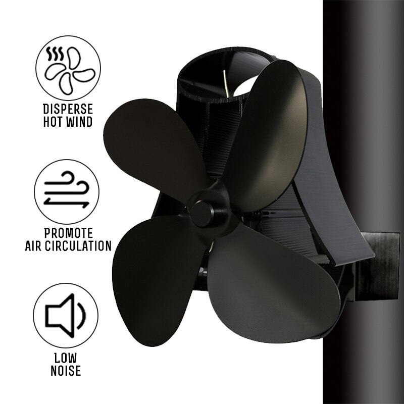 Tipo montado na parede 4 lâmina calor alimentado fogão ventilador log queimador de madeira eco silencioso casa lareira ventilador distribuição calor poupança combustível
