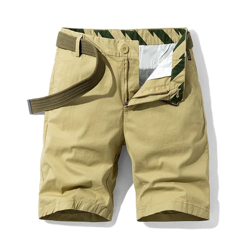 2025 Zomer Heren Cargo Shorts Rechte Losse Casual Shorts Rood Multi-zakken Katoen Mannelijke Korte Broek Comfort Bermuda Masculina: 30 / Khaki