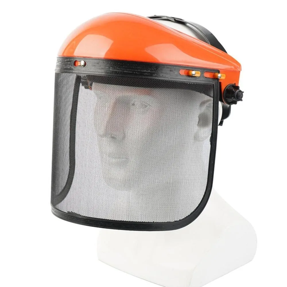 Splash Prevention Electric Cutting Gardening Protection Mesh Face Shield Protective Mask Chainsaw Helmet Safety Helmet: Orange