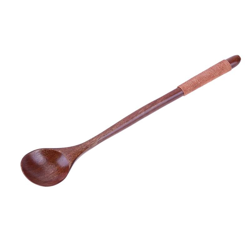 Houten Lepels Grote Lange Steel Lepel Kids Houten Lepel Rijst Soep Dessert Lepel Koffer Thee Mengen Servies 20.5X3X1 Cm: 3