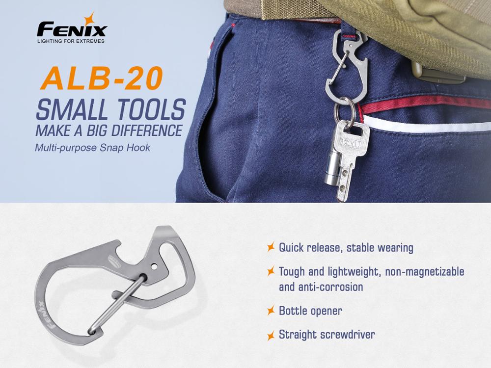 Petits outils Fenix ALB-20 TC4 mousqueton multi-usages en titane