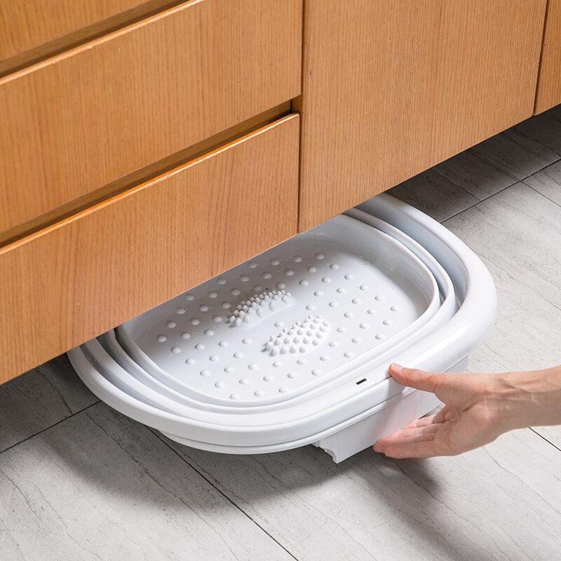 Folding Foot Tub Portable Foot Wash Massage Bucket Covered Heighten Plastic Bucket Large Household Stress Reliever Foot Bucket