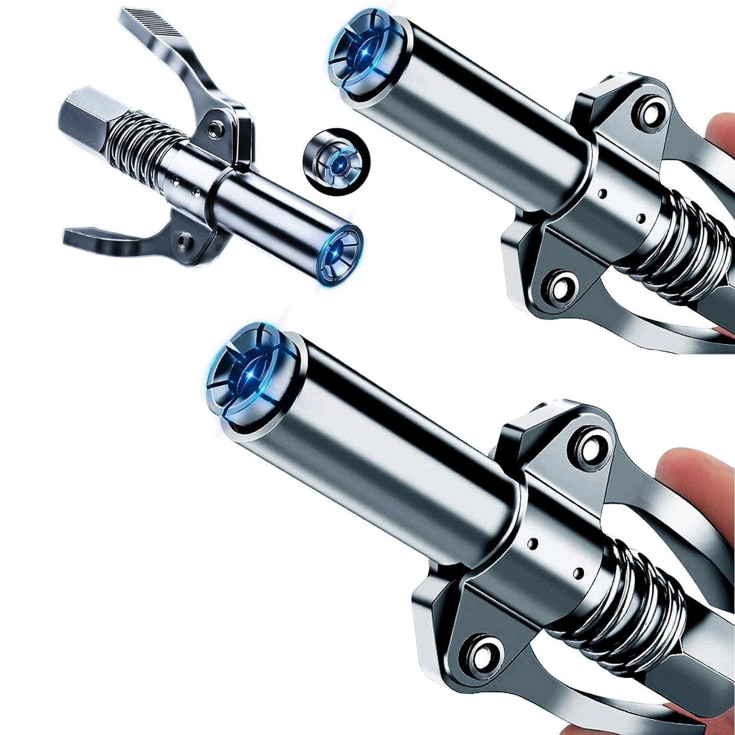 NPTI/8 10000PSI coupleur de graisse robuste à dégagement rapide coupleur de pistolet à graisse à huile deux presse facile à pousser pompe à huile de pistolet à graisse: green