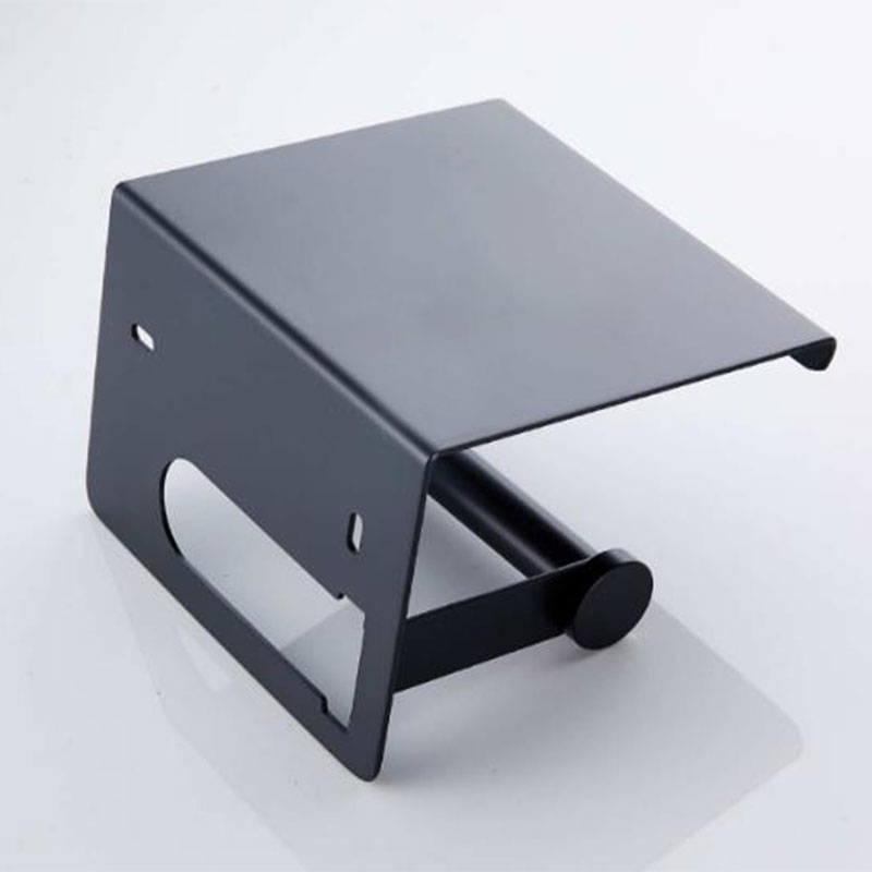 Portarrollos de papel higiénico para pared, soporte de papel higiénico para baño con soporte para teléfono móvil, estante de almacenamiento de acero inoxidable negro mate
