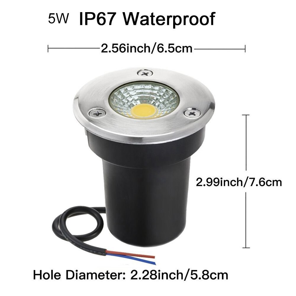 Ac85-265v/dc12v ip68 10w 5w varm kold hvid begravet lampe inground belysning udendørs cob led under jorden