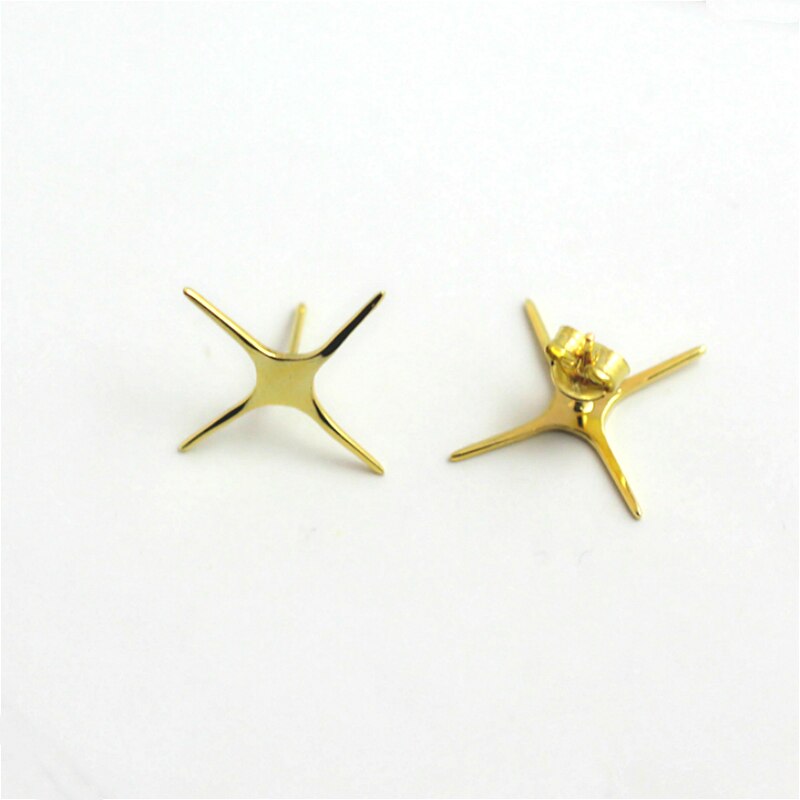 Stud Oorbellen Blanks Zilveren Klauwen Prong Set Ear Berichten Klauw Oorbel Instelling Blanks Gold Earring Stud Set: Default Title