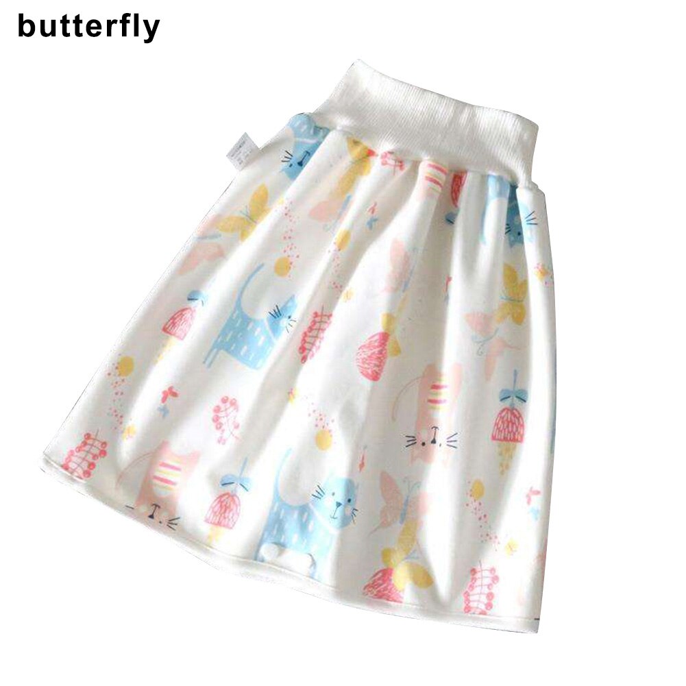 Comfy Children Diaper Skirt Shorts 2 in 1 Waterproof Super Absorbent Leak-proof Washable Baby Diaper Skirt Pants ALS88: Butterfly  L