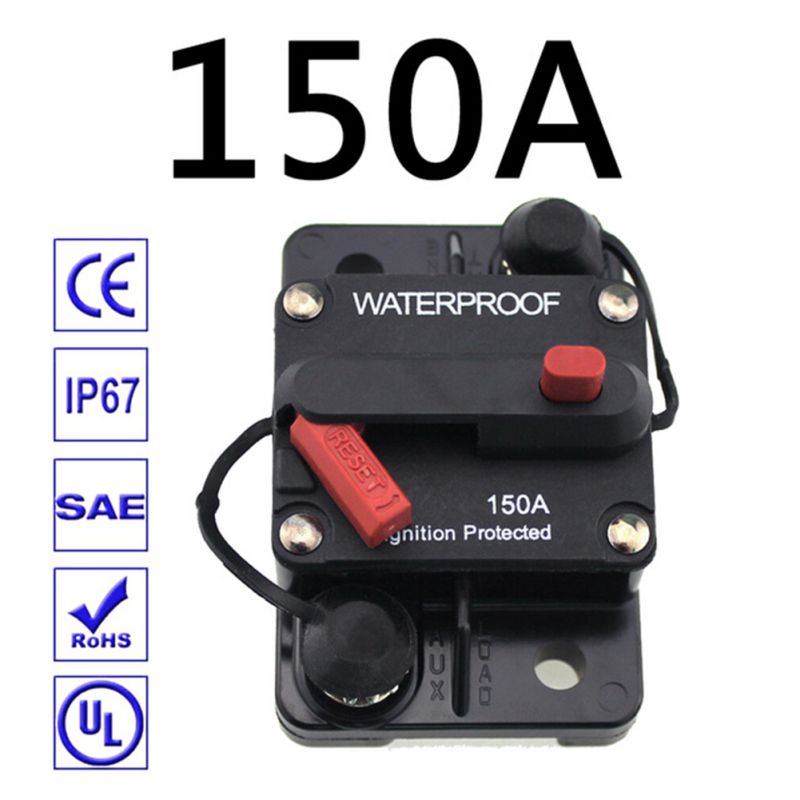 30A 40A 50A 60A 70A 80A 100A 120A 150A 200A 250A 300A AMP Circuit Breaker Fuse Reset 12-48V DC Car Boat Auto Waterproof: Silver