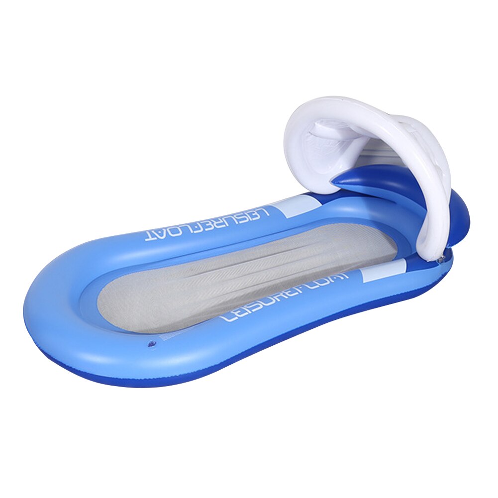 Hamac flottant gonflable à ombrage couvert, chaise de plage, d'extérieur, piscine, eau: Bleu