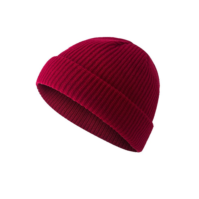 Men's Winter Hat knitted Wool Beanies Men Hip-Hop capTurban Caps Beanies Skullcap Balaclava Hats For women gorros: Wine red