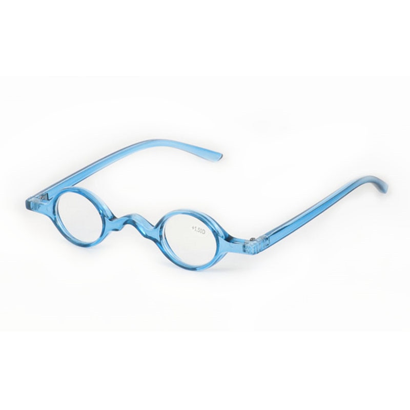Vrouwelijke Vintage Ronde Mini Leesbril Kleine Plastic Brillen Frame Vrouwen Mannen Presbyope 1.5-3.5 R134: +300 / Blue
